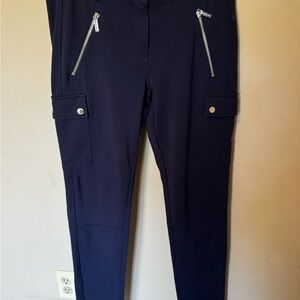 Michael Kors Navy Skinny Pants with Silver Accents